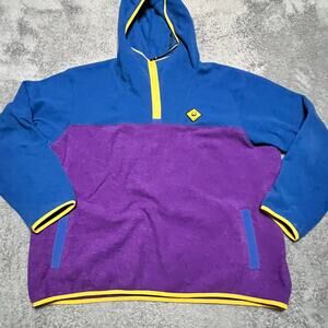 Outdoor Afro X REI Co Op Mens XXL Fleece Pullover Blue Purple 1/4 Zip Gorp